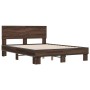 Estructura cama madera ingeniería metal marrón roble 140x190 cm de vidaXL, Camas y somieres - Ref: Foro24-3280216, Precio: 14...