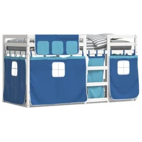 Litera con cortinas madera maciza de pino azul 90x200 cm de vidaXL, Camas y somieres - Ref: Foro24-3283896, Precio: 257,81 €,...