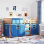 Litera con cortinas madera maciza de pino azul 90x200 cm de vidaXL, Camas y somieres - Ref: Foro24-3283947, Precio: 175,81 €,...