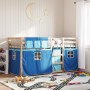 Litera con cortinas madera maciza de pino azul 75x190 cm de vidaXL, Camas y somieres - Ref: Foro24-3283911, Precio: 154,40 €,...
