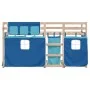 Litera con cortinas madera maciza de pino azul 75x190 cm de vidaXL, Camas y somieres - Ref: Foro24-3283911, Precio: 145,87 €,...