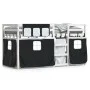 Litera con cortinas madera maciza pino blanco y negro 75x190 cm de vidaXL, Camas y somieres - Ref: Foro24-3283913, Precio: 17...