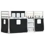 Litera con cortinas madera maciza pino blanco y negro 75x190 cm de vidaXL, Camas y somieres - Ref: Foro24-3283913, Precio: 17...