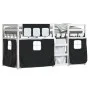 Litera con cortinas madera maciza pino blanco y negro 75x190 cm de vidaXL, Camas y somieres - Ref: Foro24-3283913, Precio: 17...
