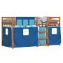 Litera con cortinas madera maciza de pino azul 75x190 cm de vidaXL, Camas y somieres - Ref: Foro24-3283926, Precio: 174,35 €,...