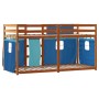 Litera con cortinas madera maciza de pino azul 75x190 cm de vidaXL, Camas y somieres - Ref: Foro24-3283926, Precio: 174,35 €,...