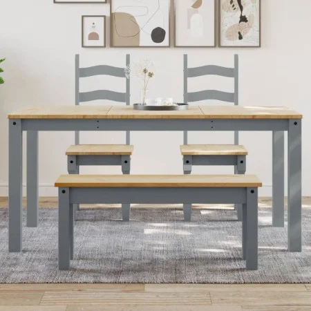 Mesa de comedor Panama madera maciza de pino gris 160x80x75 cm de vidaXL, Mesas de cocina y de comedor - Ref: Foro24-4005706,...