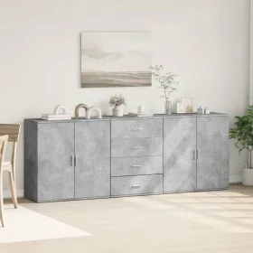 Aparadores 3 uds madera contrachapada gris hormigón de vidaXL, Aparadores - Ref: Foro24-3276612, Precio: 270,53 €, Descuento: %