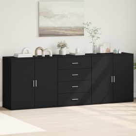 Aparadores 3 uds madera contrachapada negro de vidaXL, Aparadores - Ref: Foro24-3276610, Precio: 291,80 €, Descuento: %