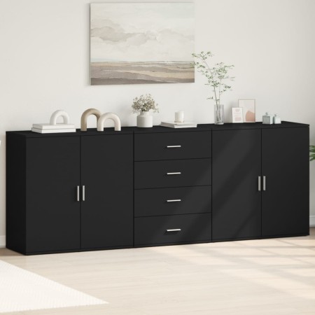 Aparadores 3 uds madera contrachapada negro de vidaXL, Aparadores - Ref: Foro24-3276610, Precio: 291,80 €, Descuento: %