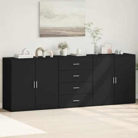 Aparadores 3 uds madera contrachapada negro de vidaXL, Aparadores - Ref: Foro24-3276610, Precio: 287,54 €, Descuento: %