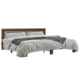 Estructura cama madera ingeniería metal marrón roble 200x200 cm de vidaXL, Camas y somieres - Ref: Foro24-3280131, Precio: 16...