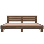 Estructura cama madera ingeniería metal marrón roble 200x200 cm de vidaXL, Camas y somieres - Ref: Foro24-3280131, Precio: 16...