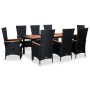Set comedor de jardín 9 piezas y cojines ratán sintético negro de vidaXL, Conjuntos de jardín - Ref: Foro24-47682, Precio: 90...