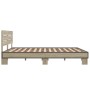Estructura cama madera ingeniería metal roble Sonoma 160x200 cm de vidaXL, Camas y somieres - Ref: Foro24-3280138, Precio: 14...