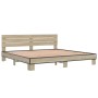 Estructura cama madera ingeniería metal roble Sonoma 180x200 cm de vidaXL, Camas y somieres - Ref: Foro24-3280133, Precio: 15...