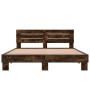 Estructura cama madera ingeniería metal roble ahumado 150x200cm de vidaXL, Camas y somieres - Ref: Foro24-3280144, Precio: 14...