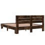 Estructura cama madera ingeniería metal roble ahumado 150x200cm de vidaXL, Camas y somieres - Ref: Foro24-3280144, Precio: 14...