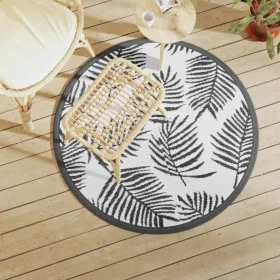 Alfombra de exterior ARAKIL blanco y negro Ø120 cm PP de vidaXL, Protectores para exterior - Ref: Foro24-368470, Precio: 24,5...