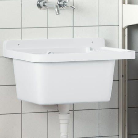 Fregadero lavabo de pared resina blanco 50x35x24 cm de vidaXL, Fregaderos - Ref: Foro24-4002794, Precio: 61,49 €, Descuento: %
