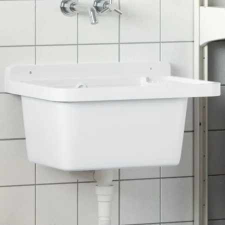 Fregadero lavabo de pared resina blanco 50x35x24 cm de vidaXL, Fregaderos - Ref: Foro24-4002794, Precio: 65,97 €, Descuento: %