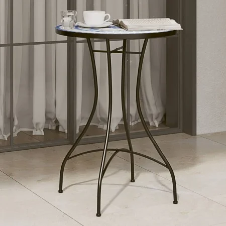 Mesa de bistró de mosaico cerámica azul y blanco Ø50x70 cm de vidaXL, Mesas de jardín - Ref: Foro24-4003399, Precio: 81,72 €,...