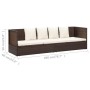 Sofá de jardín con cojines ratán sintético marrón de vidaXL, Tumbonas - Ref: Foro24-49392, Precio: 218,54 €, Descuento: %