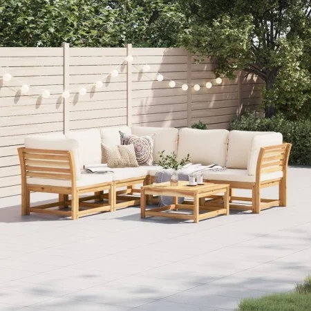 Juego de muebles jardín 6 pzas con cojines madera maciza acacia by vidaXL, Modular outdoor sofas - Ref: Foro24-3214288, Price...