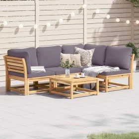 Juego de muebles jardín 5 pzas con cojines madera maciza acacia by vidaXL, Modular outdoor sofas - Ref: Foro24-3214325, Price...