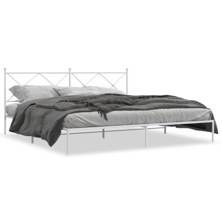 Estructura de cama con cabecero metal blanca 200x200 cm de vidaXL, Camas y somieres - Ref: Foro24-376558, Precio: 127,12 €, D...