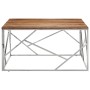 Mesa de centro acero inoxidable y madera maciza acacia plateado de vidaXL, Mesas de centro - Ref: Foro24-349959, Precio: 128,...