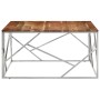 Mesa de centro acero inoxidable y madera maciza acacia plateado de vidaXL, Mesas de centro - Ref: Foro24-349959, Precio: 128,...