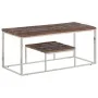Mesa de centro acero inoxidable madera maciza traviesa plateado de vidaXL, Mesas de centro - Ref: Foro24-350021, Precio: 98,5...
