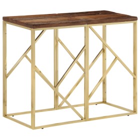 Mesa consola acero inoxidable madera maciza traviesa dorado de vidaXL, Mesas auxiliares - Ref: Foro24-349990, Precio: 103,08 ...