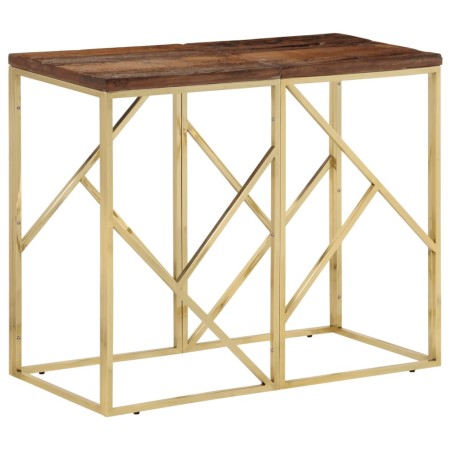 Mesa consola acero inoxidable madera maciza traviesa dorado de vidaXL, Mesas auxiliares - Ref: Foro24-349990, Precio: 103,08 ...