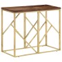 Mesa consola acero inoxidable madera maciza traviesa dorado de vidaXL, Mesas auxiliares - Ref: Foro24-349990, Precio: 103,08 ...