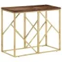 Mesa consola acero inoxidable madera maciza traviesa dorado by vidaXL, Side tables - Ref: Foro24-349990, Price: 102,16 €, Dis...