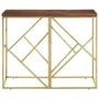 Mesa consola acero inoxidable madera maciza traviesa dorado by vidaXL, Side tables - Ref: Foro24-349990, Price: 102,16 €, Dis...