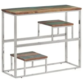 Mesa consola acero inoxidable madera maciza reciclada plateada de vidaXL, Mesas auxiliares - Ref: Foro24-350016, Precio: 83,8...
