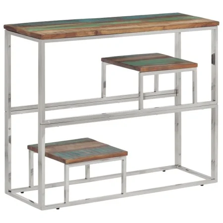 Mesa consola acero inoxidable madera maciza reciclada plateada de vidaXL, Mesas auxiliares - Ref: Foro24-350016, Precio: 83,8...