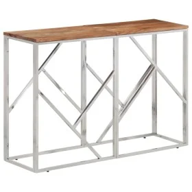 Mesa consola acero inoxidable y madera maciza acacia plateada by vidaXL, Side tables - Ref: Foro24-349999, Price: 85,69 €, Di...