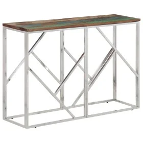 Mesa consola acero inoxidable madera maciza reciclada plateada de vidaXL, Mesas auxiliares - Ref: Foro24-350000, Precio: 85,5...