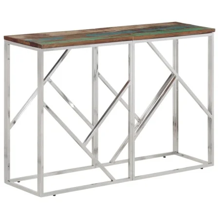 Mesa consola acero inoxidable madera maciza reciclada plateada de vidaXL, Mesas auxiliares - Ref: Foro24-350000, Precio: 85,5...