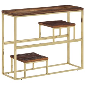 Mesa consola acero inoxidable madera maciza traviesa dorado de vidaXL, Mesas auxiliares - Ref: Foro24-350014, Precio: 111,56 ...