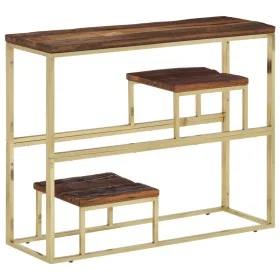 Mesa consola acero inoxidable madera maciza traviesa dorado de vidaXL, Mesas auxiliares - Ref: Foro24-350014, Precio: 110,68 ...