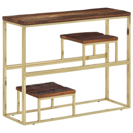 Mesa consola acero inoxidable madera maciza traviesa dorado de vidaXL, Mesas auxiliares - Ref: Foro24-350014, Precio: 111,56 ...