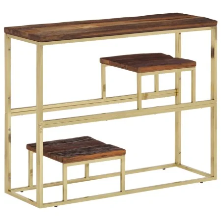 Mesa consola acero inoxidable madera maciza traviesa dorado de vidaXL, Mesas auxiliares - Ref: Foro24-350014, Precio: 110,68 ...