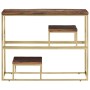 Mesa consola acero inoxidable madera maciza traviesa dorado de vidaXL, Mesas auxiliares - Ref: Foro24-350014, Precio: 111,56 ...