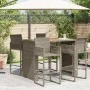 Mesa alta jardín superficie madera ratán PE gris 145x80x110 cm de vidaXL, Mesas de jardín - Ref: Foro24-368699, Precio: 250,9...