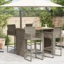 Mesa alta jardín superficie madera ratán PE gris 145x80x110 cm de vidaXL, Mesas de jardín - Ref: Foro24-368699, Precio: 230,8...